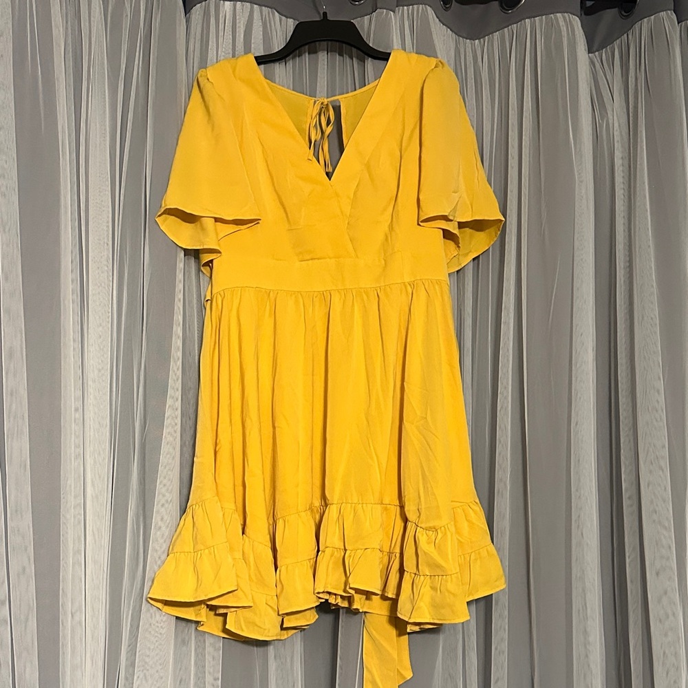 Sunny Yellow Ruffle Hem Dress